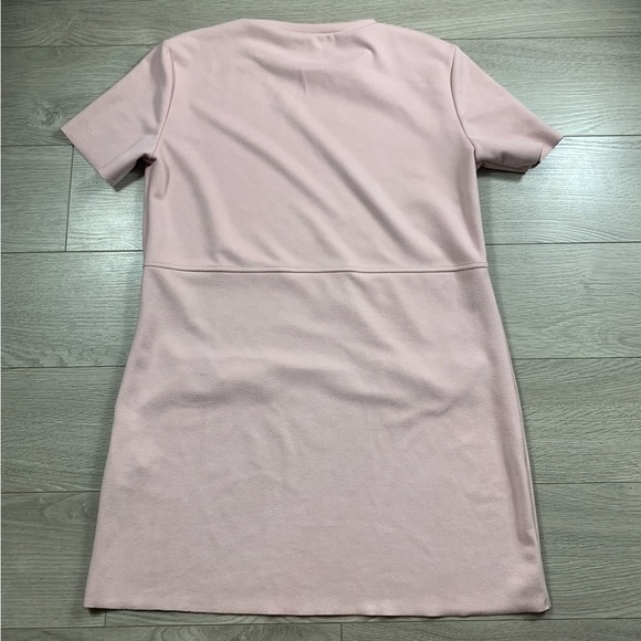 Zara Faux Suede Pink Mod Short Sleeve Shift Mini Dress - Picture 4 of 9